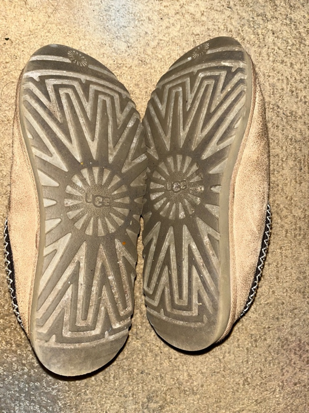 UGG Women's Tan Suede Slip-On Slippers with Braided Trim - Picture 2 of 5